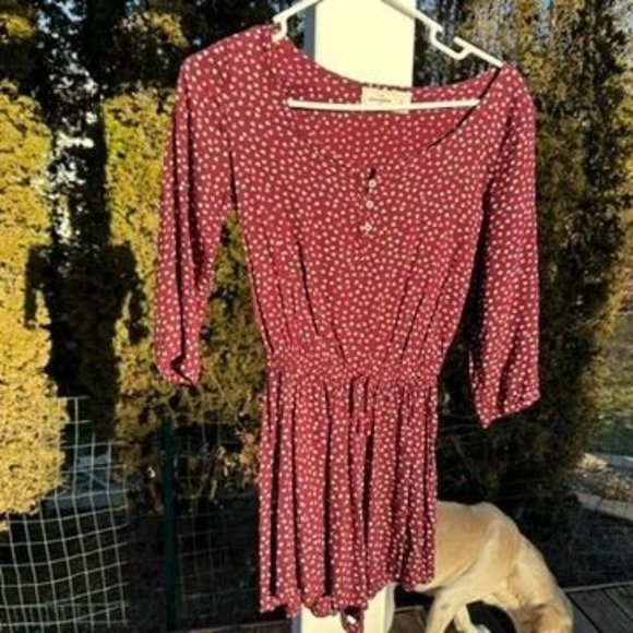 Abercrombie & Fitch Big Kid Size Medium Shorts Burgundy Heart Romper Henley - Picture 10 of 10